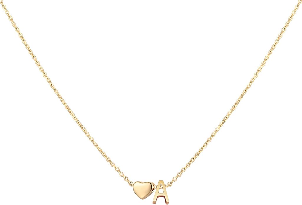 Initial Heart Necklace 18K Gold Plated Stainless Steel Tiny Heart Letter Necklace Personalized Monogram Name Necklace for Women