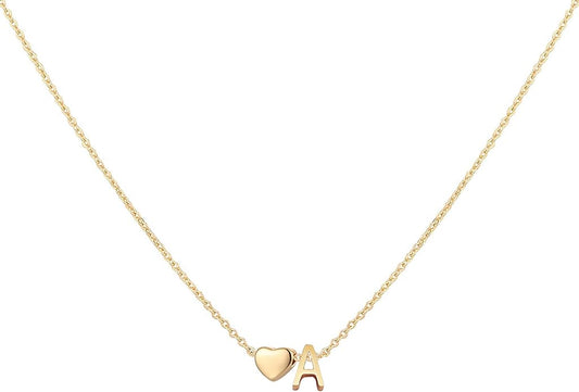 Initial Heart Necklace 18K Gold Plated Stainless Steel Tiny Heart Letter Necklace Personalized Monogram Name Necklace for Women