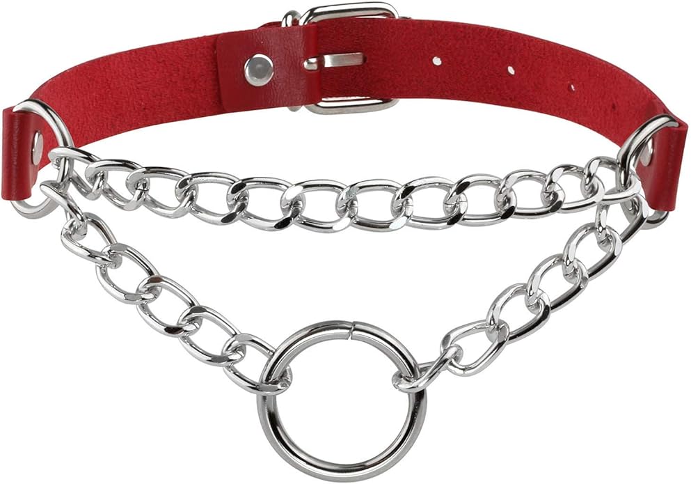 MILAKOO PU Leather Punk Choker Necklaces Circle/Heart Charm Adjustable Collar Necklace for Women