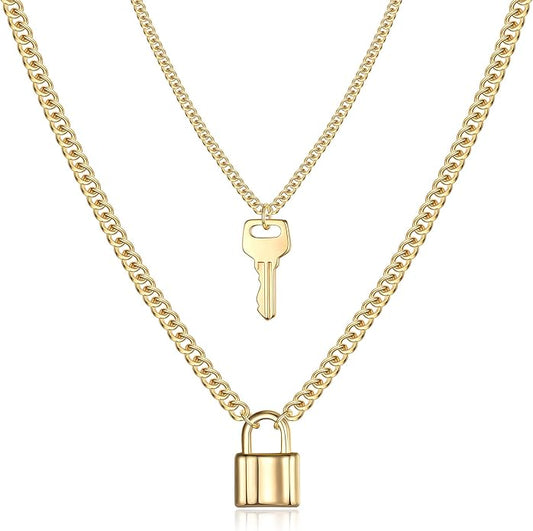 Turandoss Dainty Layered Choker Necklace, Handmade Y Pendant Necklace Multilayer Bar Disc Necklace Adjustable Layering Choker Necklaces for Women