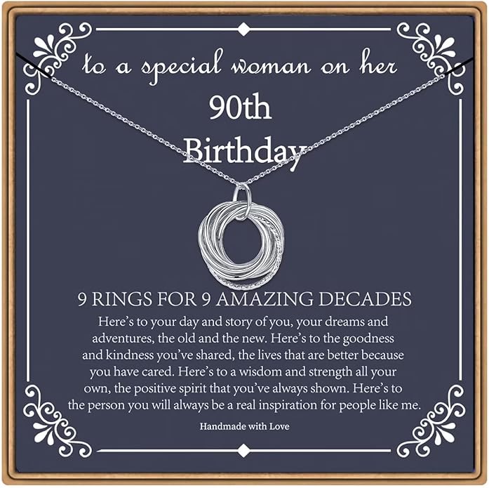 IEFLIFE Birthday Gifts for Women, Sterling Silver Necklaces, 40th 50th 60th 70th 80th 90th Birthday Necklace, 40 50 60 70 80 90 Years Old Birthday Gifts, 4 5 6 7 8 9 Decade Birthday Jewelry for Women