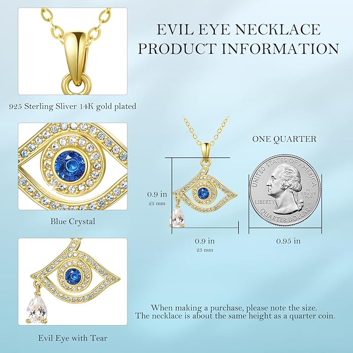AENEAS Evil Eye Necklace for Women 925 Sterling Silver Necklace Ojo Turco Trendy Jewelry Gifts for Women Wife