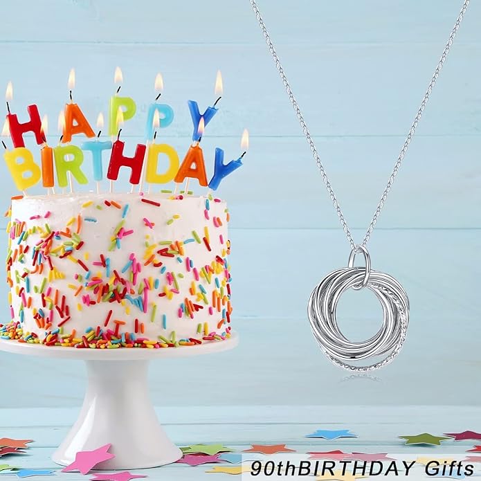 IEFLIFE Birthday Gifts for Women, Sterling Silver Necklaces, 40th 50th 60th 70th 80th 90th Birthday Necklace, 40 50 60 70 80 90 Years Old Birthday Gifts, 4 5 6 7 8 9 Decade Birthday Jewelry for Women