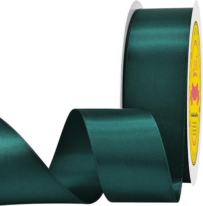 LEEQE Double Face Teal Satin Ribbon 1-1/2 inch X 50 Yards Polyester Teal Ribbon for Gift Wrapping Very Suitable for Weddings Party Hair Bow Invitation Decorations and More