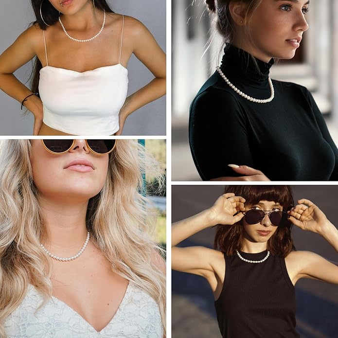 Natural Pearls Choker Necklace for Women Freshwater Baroque Pearl Strand Necklace Chain Cultured Baroque Pearl 18K Gold Plated & S925 Sterling Silver Clasp Choker