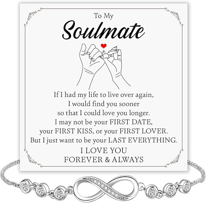 To My Soulmate Bracelet For Women With Heartfelt Message Card & Elegant Box, Bracelet For Girls, Soulmate Birthday, Wedding, Christmas Jewelry Gift From Boyfriend, Husband