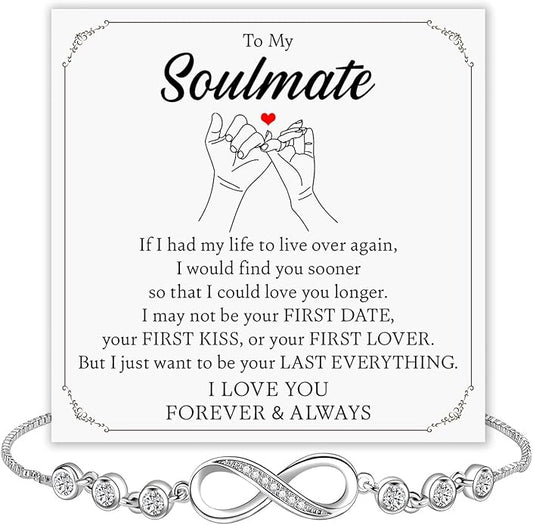 To My Soulmate Bracelet For Women With Heartfelt Message Card & Elegant Box, Bracelet For Girls, Soulmate Birthday, Wedding, Christmas Jewelry Gift From Boyfriend, Husband