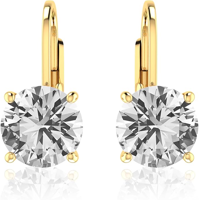 Women’s 14k Solid Gold Drop Dangle Earrings Lever Back Design with Natural Birthstone Gemstones Hypoallergenic Jewelry Collection Ideal Gifts for Wedding Anniversary