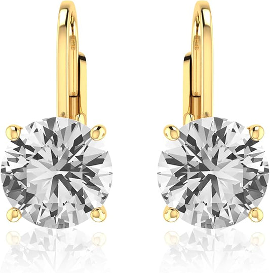 Women’s 14k Solid Gold Drop Dangle Earrings Lever Back Design with Natural Birthstone Gemstones Hypoallergenic Jewelry Collection Ideal Gifts for Wedding Anniversary