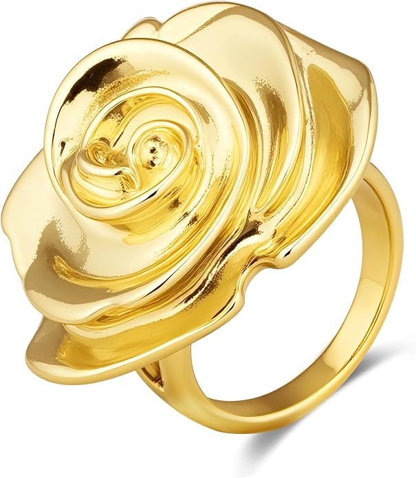Mytys Cocktail Rings for Women Fashion 18K Gold Plated & Silver Flower Statement Ring Wedding Engagement Party Jewelry Gift