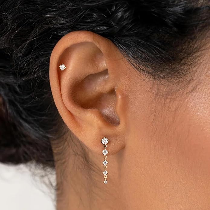 Gold Hoop Earrings Set for Women 14K Gold Silver Plated Huggie Earring Pack Multiple Piercing Dainty Cartilage Earring Hypoallergenic Trendy Cubic Zirconia CZ Earring Stack Jewelry Gifts