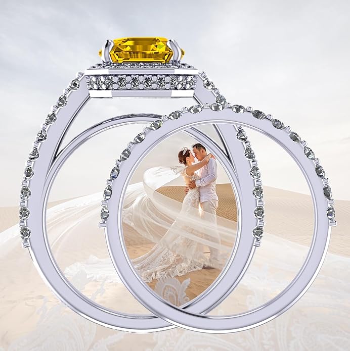 NANA Jewels Sterling Silver Engagement Rings for Women - Choose Simulated Morganite, Citrine, Aquamarine & More