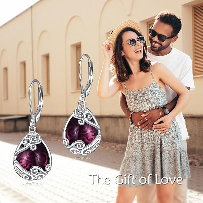 Moonstone Filigree Drop Dangle Teardrop Earrings 925 Sterling Silver Moonstone Leverback Earrings for Women Jewelry Gifts