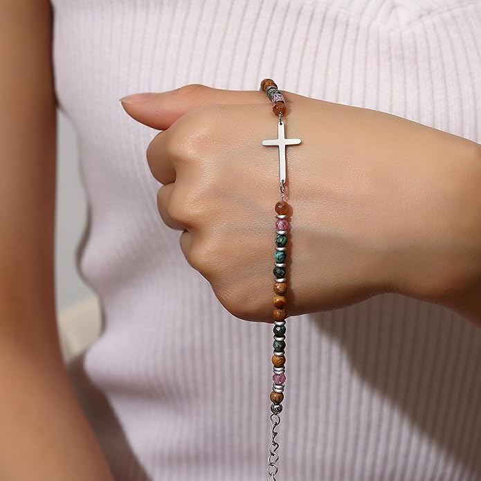 TONY & SANDY Christian Cross Bracelet for Women, Stocking Stuffers for Women, Confirmation Baptism Easter Gifts, Unique Gift for Friends Daughter Mom Sister in Christ on Birthday Christmas