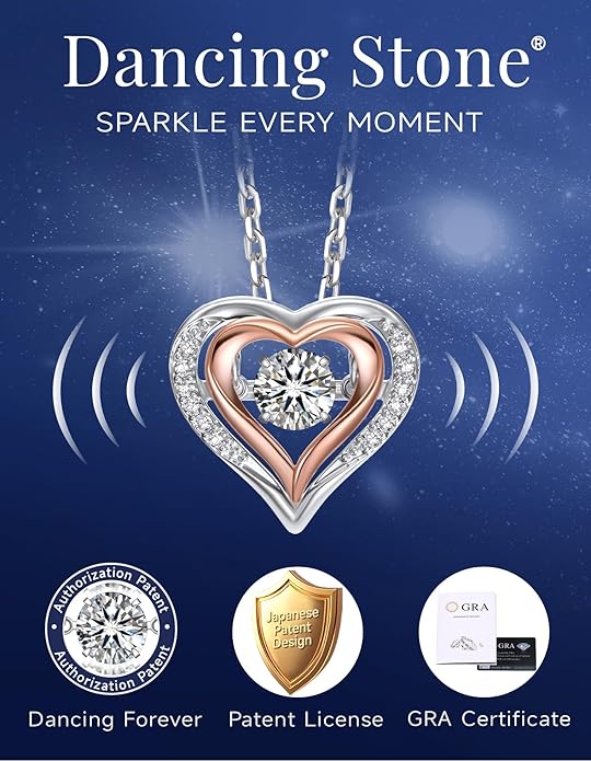 MomentWish Necklace for Women, Sparkling Gift for Her, 1Carat Moissanite Heart Pendent for Her, 925 Sterling Silver Dance Necklace for Anniversary Christmas Valentines