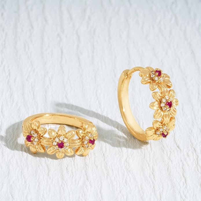 Gold Huggie Hoop Earrings 14K Gold Plated Dainty Chunky Thick Hoop Diamond Cubic Zriconia Inlay Sleeper Tiny Delicate Boho Beach Simple Hypoallergenic Jewelry Gift for Her