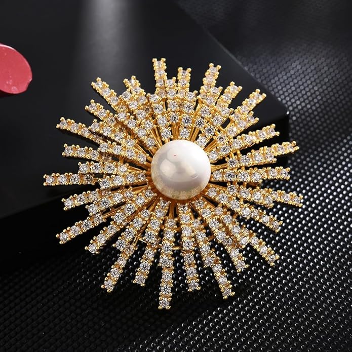 Fashion Flower Brooches for Women Rhinestone Flower Brooches Pins 18k Gold Plated Lapel Pins Jewelry for Girlfriend Wife