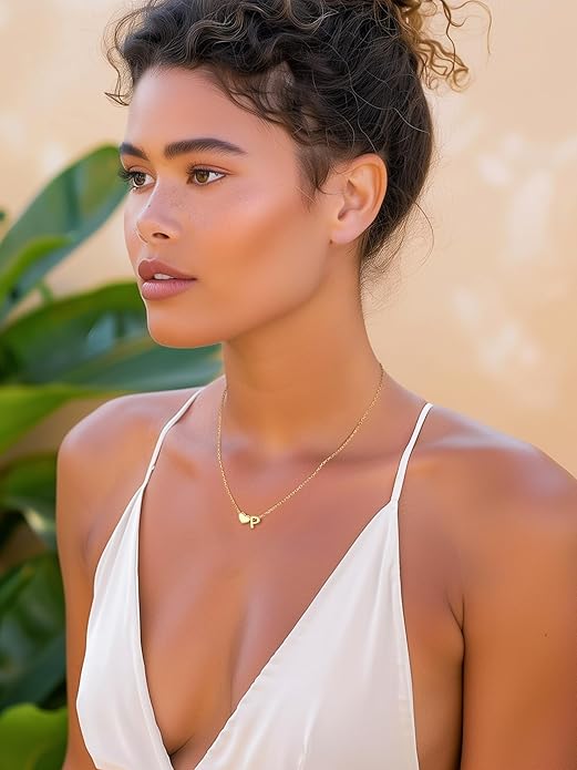 PROSILVER Initial Heart Necklace for Women, 925 Sterling Silver Tiny Heart Letter Necklace Siver, Gold Necklace, Come with Box