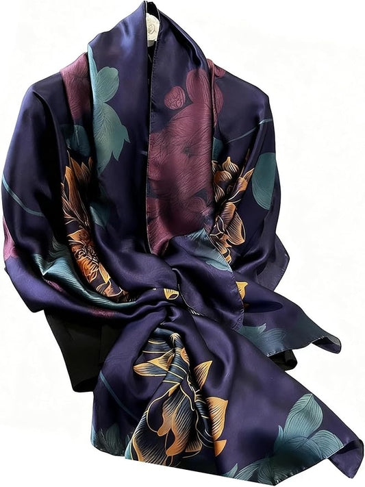 Clysoru Silk Scarf For Women Hair Scarves Lightweight Satin Elegant Shawl Wraps Bufanda Mujer Fashion Accessories 70.8"X35.4"