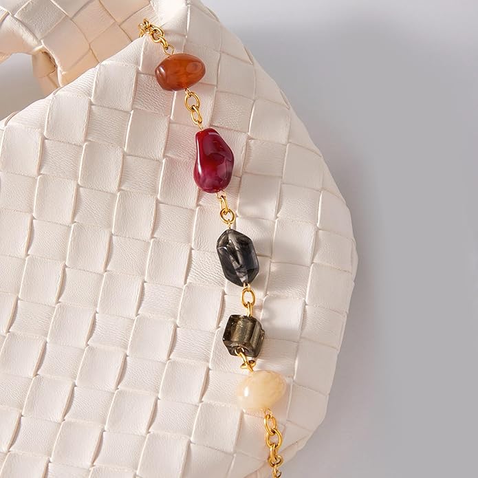 Stylish Pattern Bracelet Mixing Resin Colors With Stainless Steel Everyday Jewelry Colorful Resin Stainless Steel Bracelet