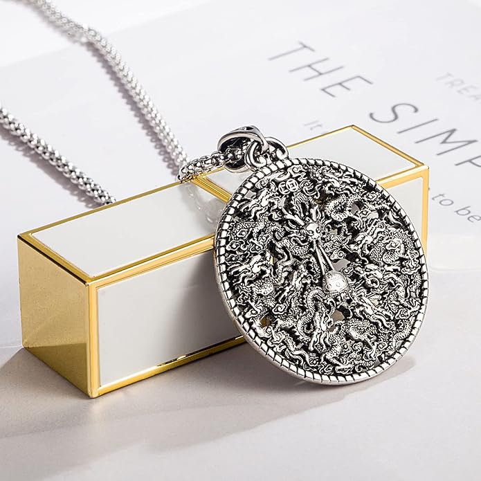 Dankadi Men 100% 925 Sterling Silver Necklace Vintage Design Dragon Pendant Silver Jewelry For Men Gift 18-28 Inch Box Chain- Italy