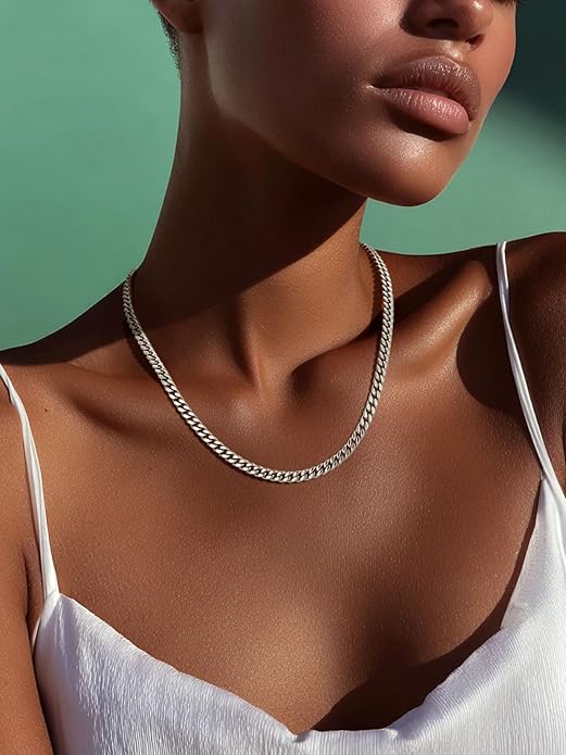 ChainsPro Chunky Cuban Link Chain Necklace for Women,Stainless Steel Silver/Gold Plated Thick Choker, 5/12/14mm Width,18" and 20" Punk Hip Hop Trendy Jewelry Gifts