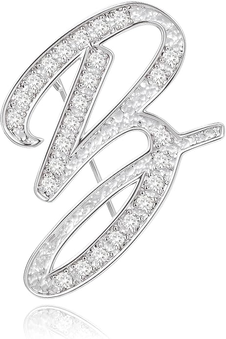 Cicy Bell A-Z Initial 26 Letter Brooch Pins 18k Gold Plated Cubic Zirconia Breastpin Name Personalized Gifts for Women Men