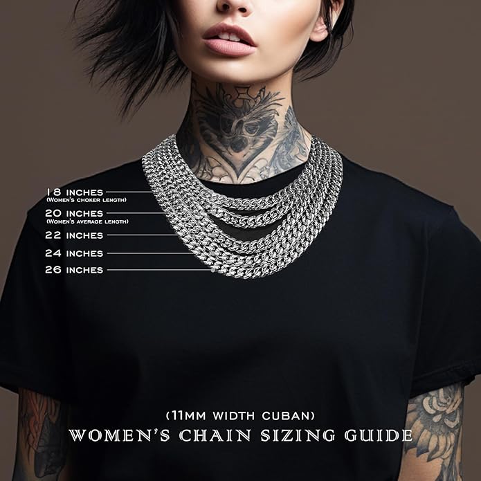 11mm Miami Cuban Link Chain Neckalces for Men Women, 316l Stainless Steel and 925 Sterling Silver Filled, Silver Cuban Mens Necklaces Jewelry Gifts Available In 20/22/24/26/28/30 Inches