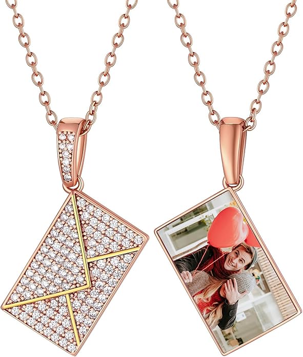 Supcare Locket Necklace That Holds Pictures-Engraved Photo Pendant Custom Jewellery Gifts for Men Women (with Jewellery Gift Box)