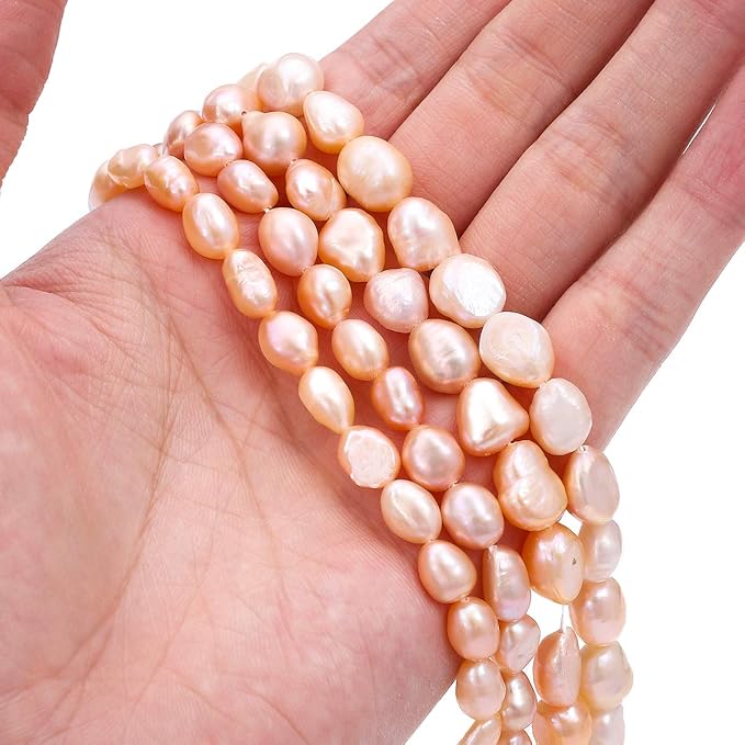 BEADIA Natural Pearl Beads 6-7mm Pink Freshwater Cultured Loose Gemstone Beads for DIY Jewelry Making 13.8''/Strand