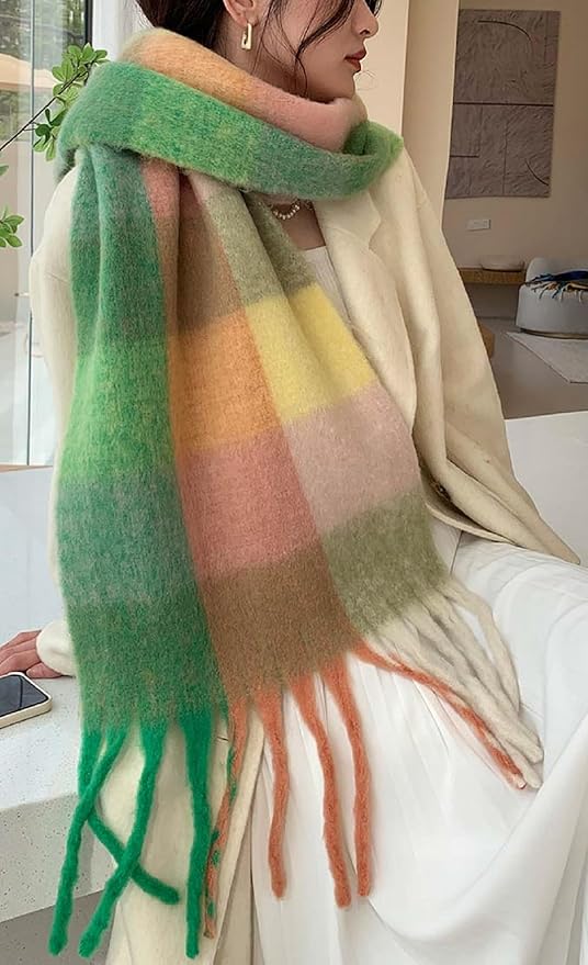 Wander Agio Winter Women Warm Scarf Long Shawl Large Scarves Cold Weather Thick Blanket Scarfs Colorful Plaid