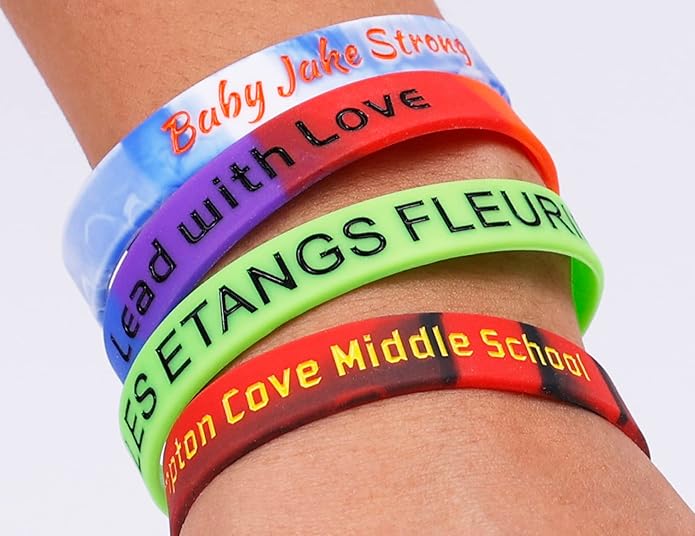 50Pcs Custom Silicone Wristbands Personalized Debossed Rubber Bracelets for Motivation, Party favors, Events, Birthdays, Awareness
