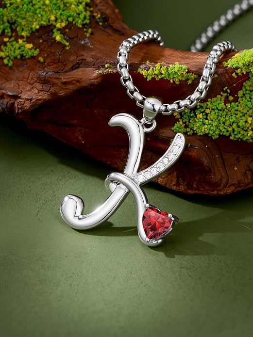 Christmas Gifts for Women Alphabet A to Z Initial Birthstone Pendant Necklaces for Women - 18k White Gold Plated Personalized Name Jewelry Valentine Mothers Day Birthday Gifts for Women Her Girlfriend