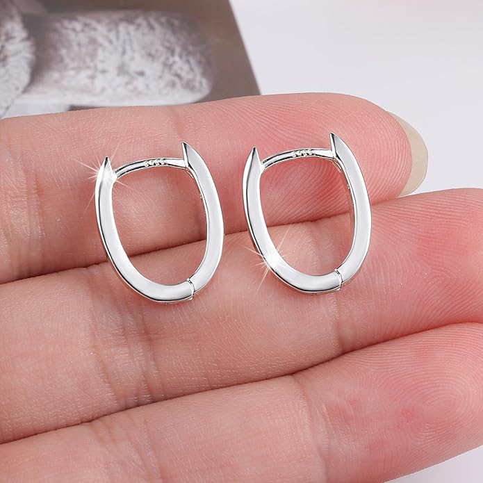 925 Sterling Silver Earrings Small Chunky Silver Earrings for Women Trendy 14K Gold Plated Hypoallergenic Cute Thick Huggie Hoops Earing Jewelry for Women Gifts