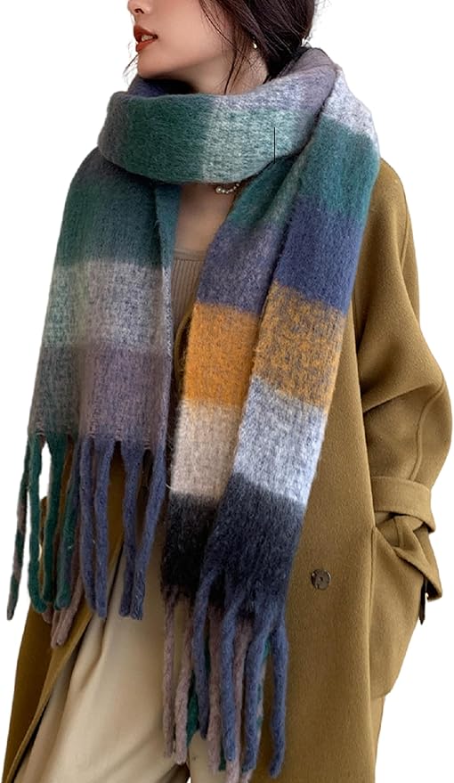 Wander Agio Winter Women Warm Scarf Long Shawl Large Scarves Cold Weather Thick Blanket Scarfs Colorful Plaid