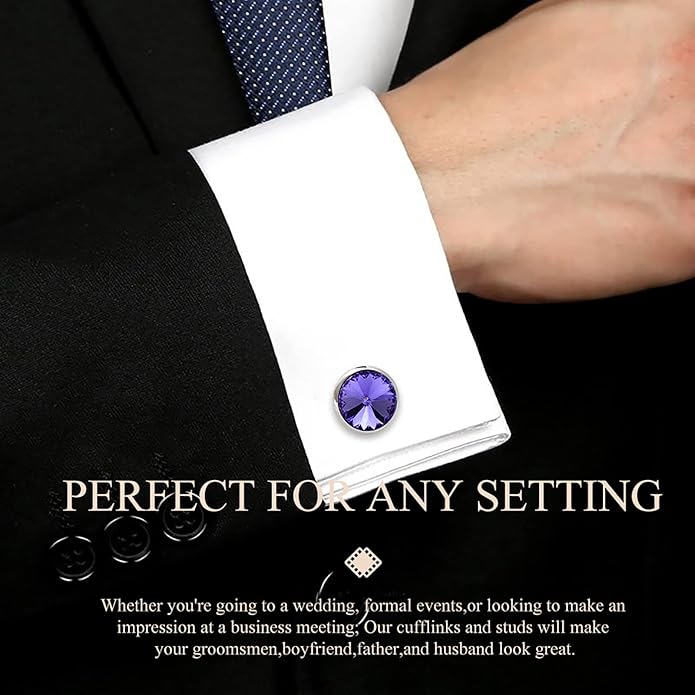 HAWSON Cufflinks for Men with 4/6 pcs Shirt Studs Set, Gift Box Packed, Mens Jewelry or Accessories for Wedding, Party, Anniversary, Birthday