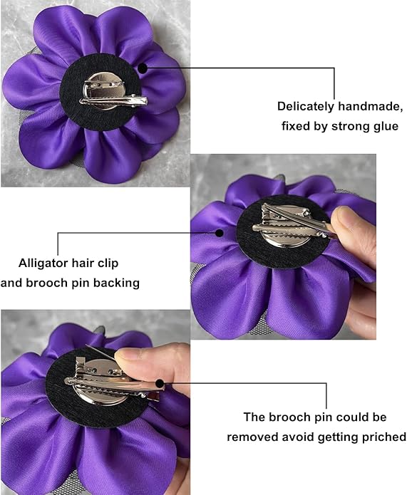 Women's Brooches 4pcs Rose Flower Hair Clip Flamenco Dancer Pin up Mexican Hair Flowers Clips Hairpin Brooch Tea Party Hats Headpieces