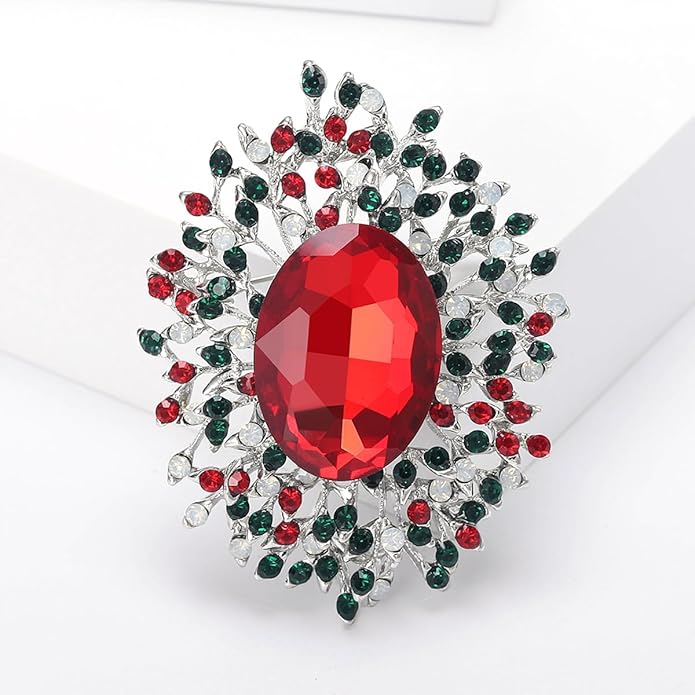 YOQUCOL Elegant Colorful Cubic Zirconia Crystal Bright Rhinestone Brooch Pins for Women Grils