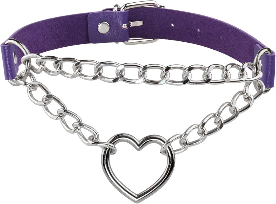 MILAKOO PU Leather Punk Choker Necklaces Circle/Heart Charm Adjustable Collar Necklace for Women