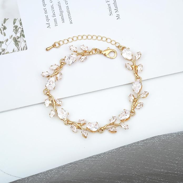 Elegant Bridal Jewelry Sets Clear Cubic Zirconia Wedding Necklace Earrings Bracelet Set for Birdes Bridesmaids CZ Prom Jewelry