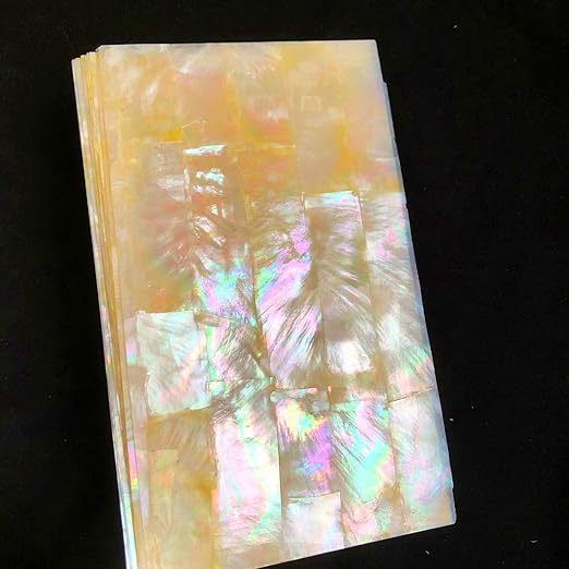 GOMMO Golden Mother of Pearl Shell Adhesive Veneer Sheet for Inlay Craft (240mm x 140mm)