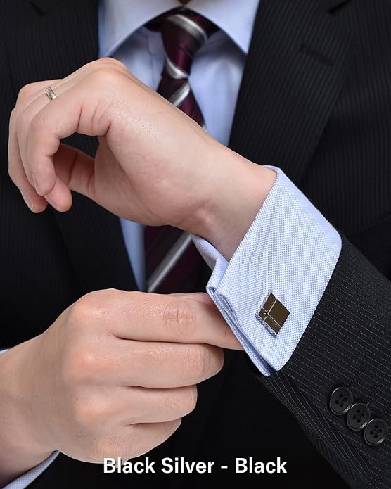 [TAVARAT] Cufflinks for Men Black Silver Red Blue Crystal glass Tps-040