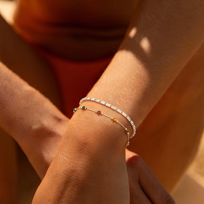 MTMY Gold Chain Bracelet for Women 14K Gold Plated Dainty Bracelets with Adjustable Chain Cute Bracelet Gold Trendy Jewelry