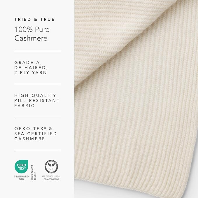 Fishers Finery Women's 100% Cashmere Ribbed Knit Winter Scarf | Black Label Box