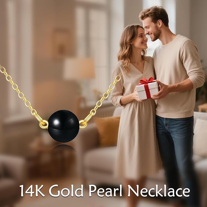 KECHO 14K Real Gold Freshwater Cultured Pearl Pendant Necklace 14K Solid Gold Jewelry Anniversary Birthday Gifts for Women
