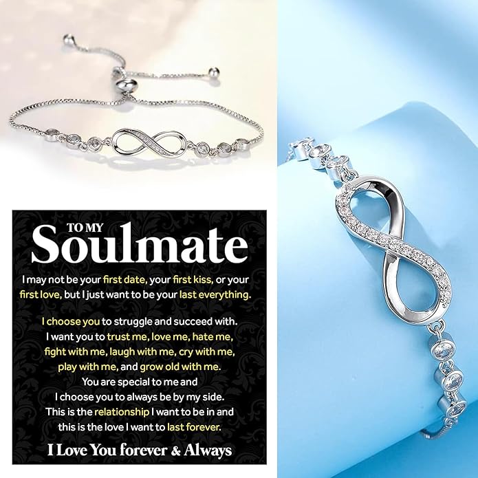 To My Soulmate Bracelet For Women With Heartfelt Message Card & Elegant Box, Bracelet For Girls, Soulmate Birthday, Wedding, Christmas Jewelry Gift From Boyfriend, Husband