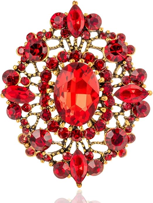 LAXPICOL Vintage Clear Austrian Crystal Brooch Pin for Women Elegant Wedding Bridal Brooches Broach Pin 1.69"*1.39"