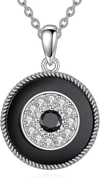 YFN Evil Eye Pendant Necklace for Women 925 Sterling Silver Greek Protection Jewelry with Blue Sapphire and Black Cz Amulet Gift