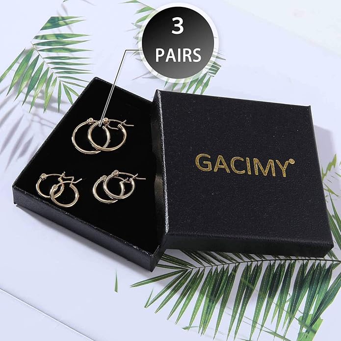 Gacimy Gold Hoop Earrings for Women 14K Real Gold Plated Hoops with 925 Sterling Silver Post