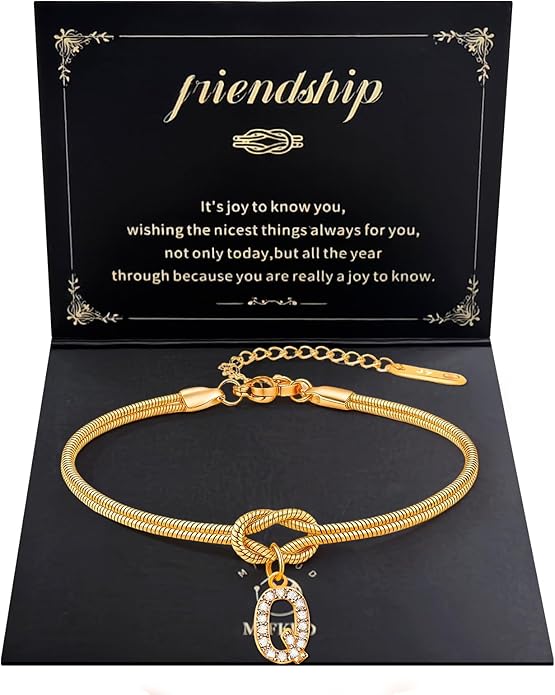 Friendship Bracelet for Women Gold Initial Bracelets 14K Gold Plated Knot Letter A-Z Initial Bracelet for Women Dainty Forever Layered Chain Bracelets Jewelry Birthday Gift for Best Friend